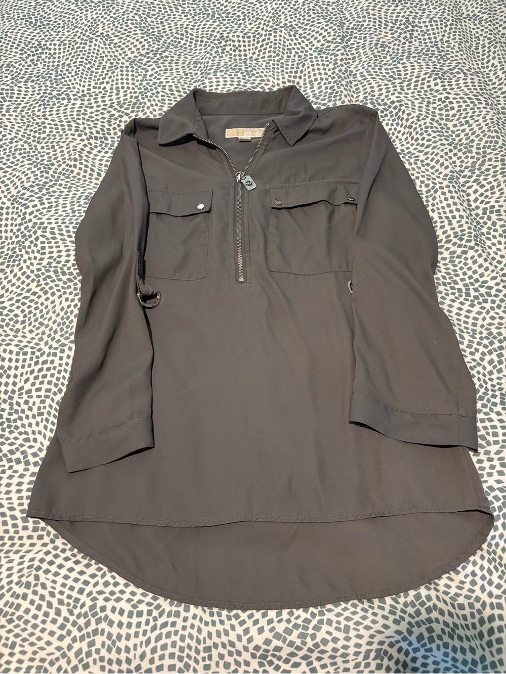 Michael Kors Dark Gray Zip-Front Shirt